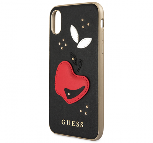 Guess Apple Black Leather Phone Case for iPhone X