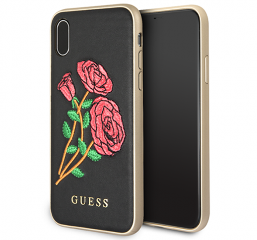 iPhone X Embroidered Rose PU Leather Phone Case