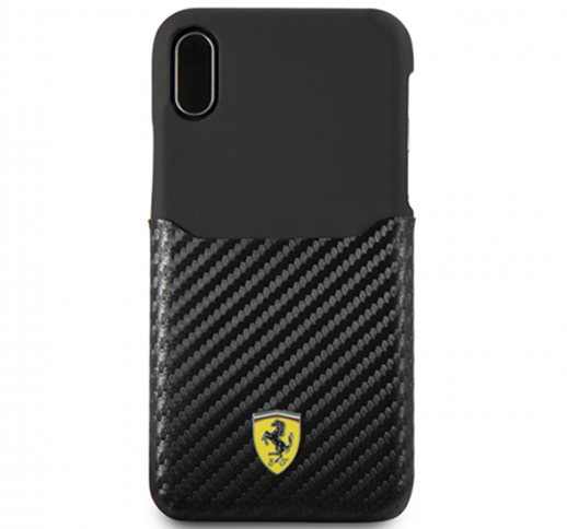 iPhone X Ferrari PU Leather with PU Carbon Fiber Card Slot