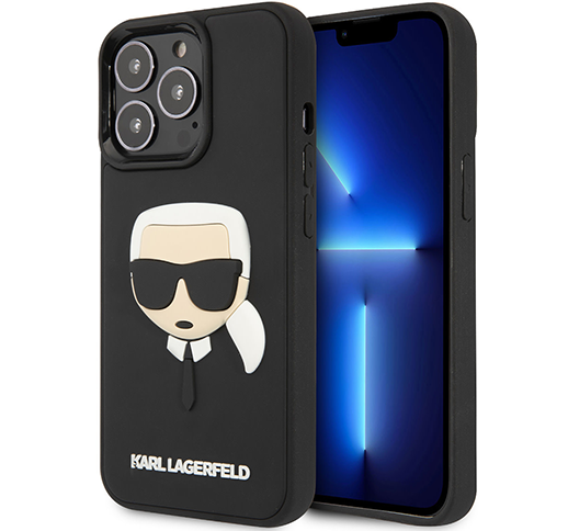 Karl Lagerfeld iPhone 13 Pro Max Hard Case Black 3D Rubber with Karl's Head