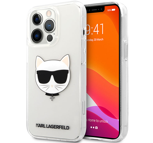 Karl Lagerfeld iPhone 13 Pro Max Hard Case Clear PC/TPU with Choupette Head