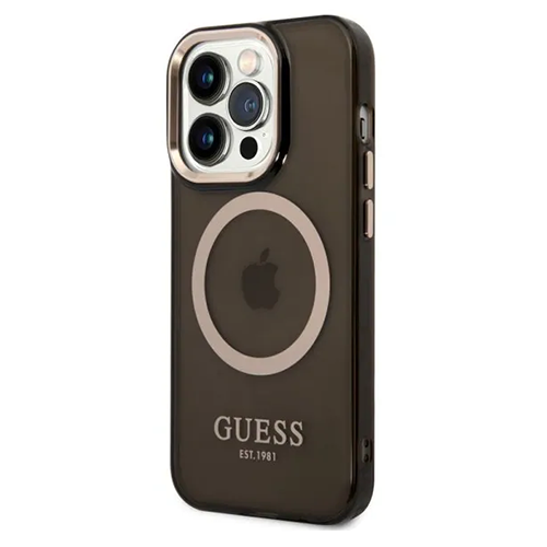 GUESS HC MagSafe Gold Outline Transparent iPhone 14 Pro Max