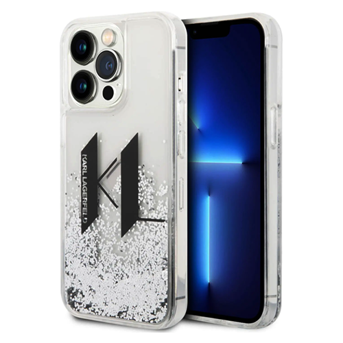 iPhone 14 Pro Max Karl Lagerfeld Liquid Glitter Silicone Case Big KL Logo Protector
