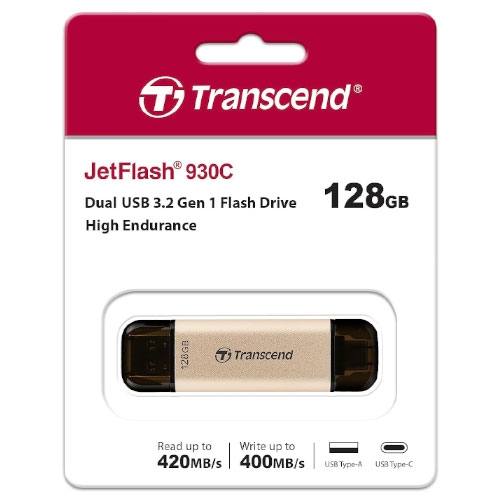 Transcend JetFlash Dual 930C 128GB USB 3.2 Gen 1 Flash Drive