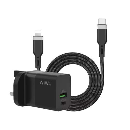 WiWu 30W PD Fast Charger with USB-C to Lightning Cable